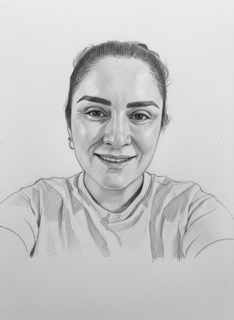 Retrato a lápiz de Crystal Enriquez, fundadora y CEO de Arrivo Smart